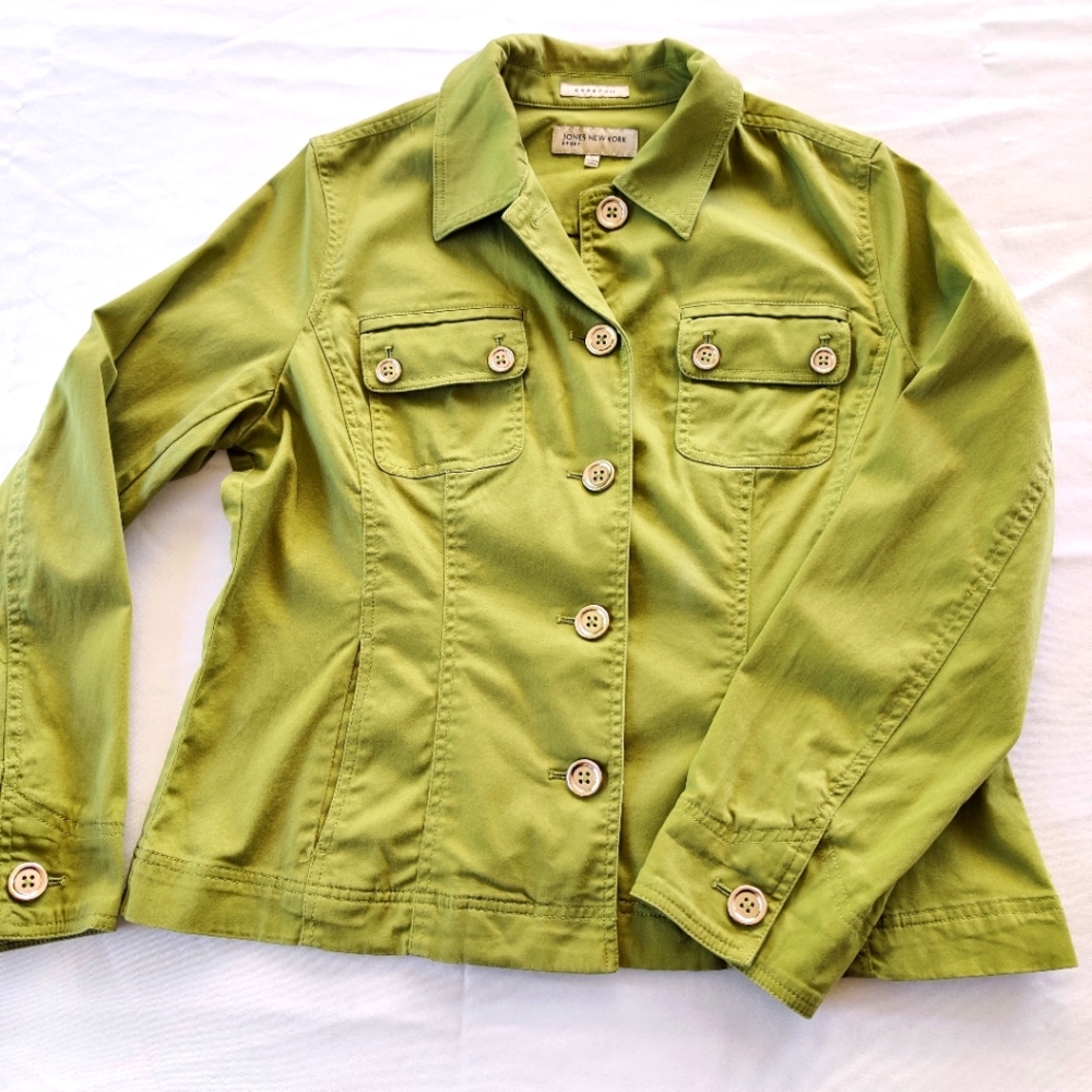 Jones New York Green Cotton Stretch Sport Coat L